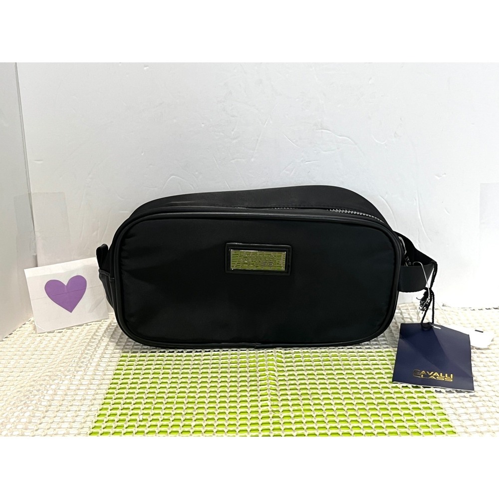 Cavalli Class Mens 10" Dopp Kit Toiletry Bag Black OXV10CSB049 Travel Case NEW